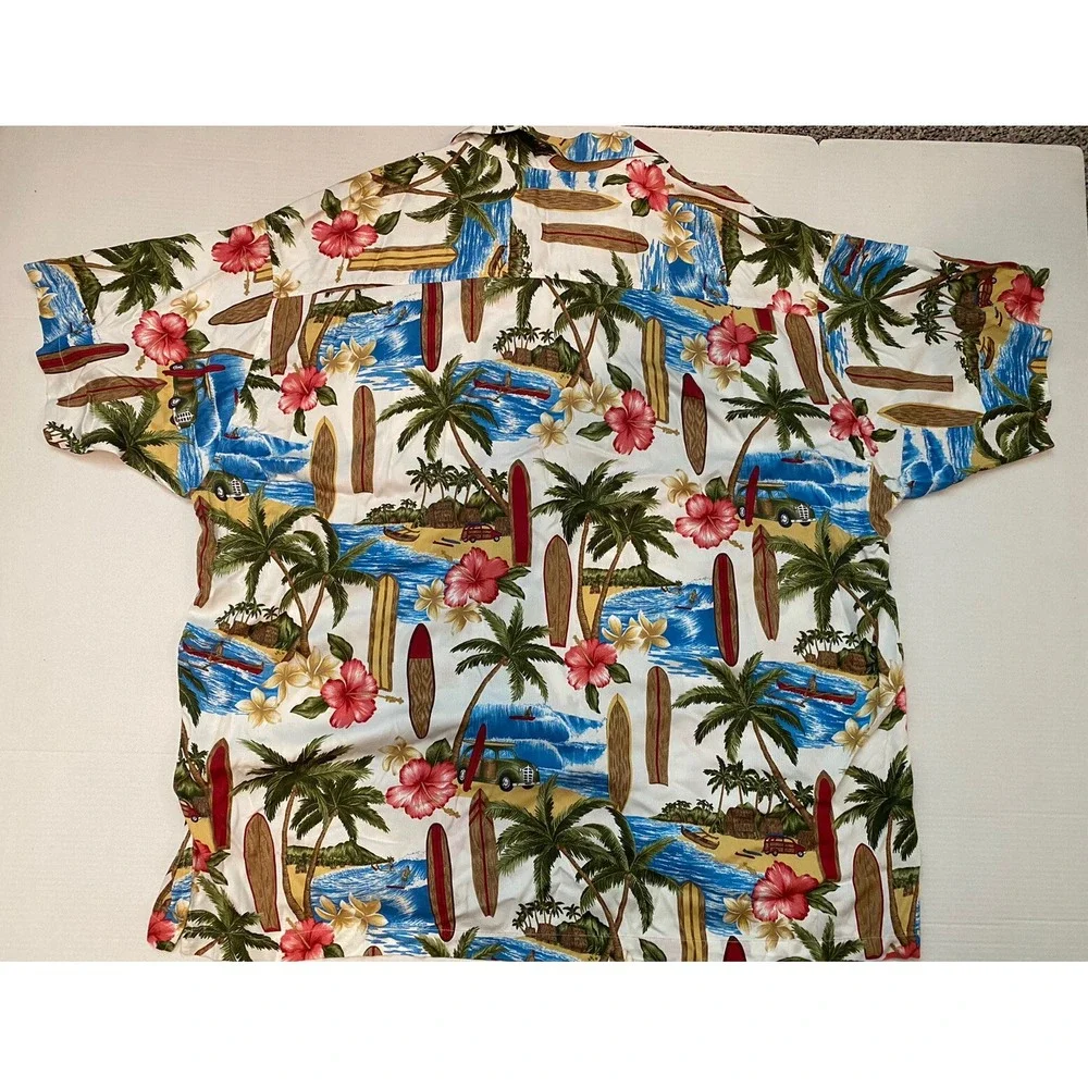 Vtg Eddie D Mens Hawaiian Shir 3XB Short Sleeve 100% Rayon Coconut Shell Buttons
